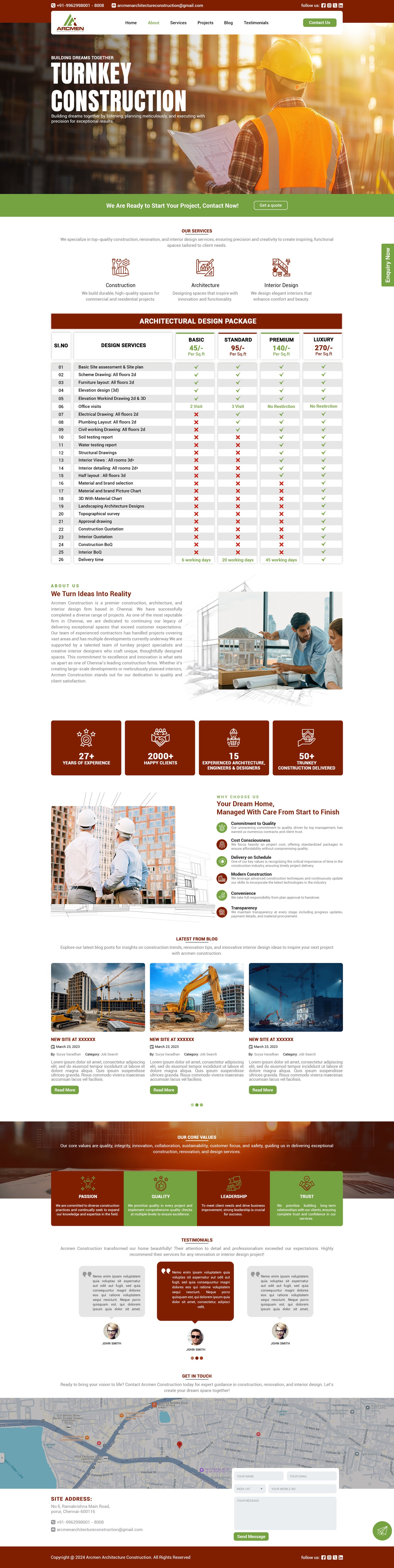 Arcmen construction landing page